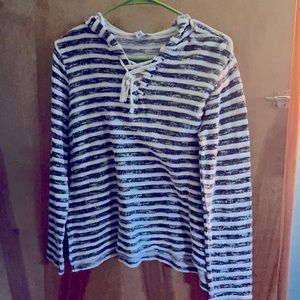 Size M Sonoma grey & white striped hoodie